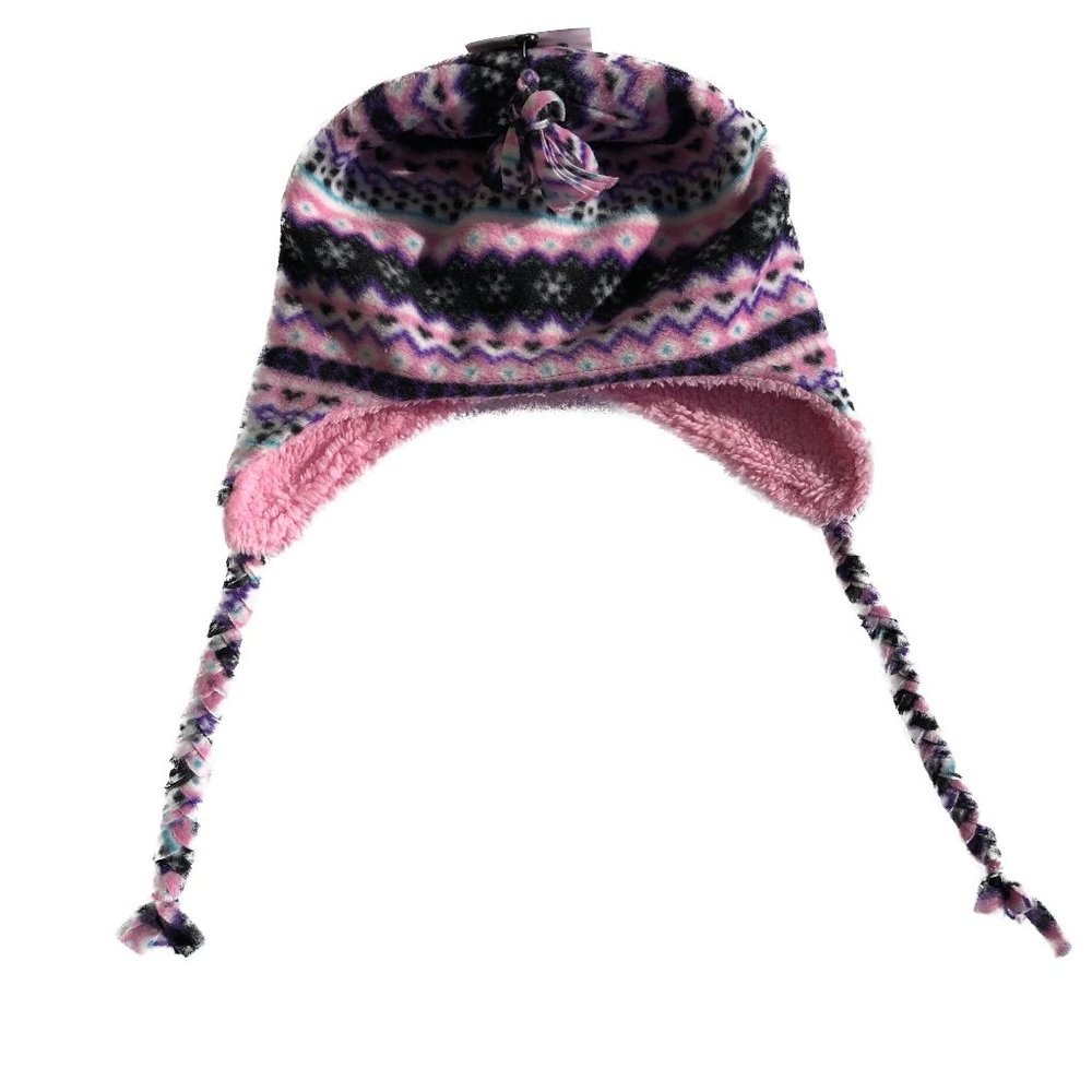 N'ice Caps Girls Youth Sherpa Lined Micro Fleece Pink/Purple